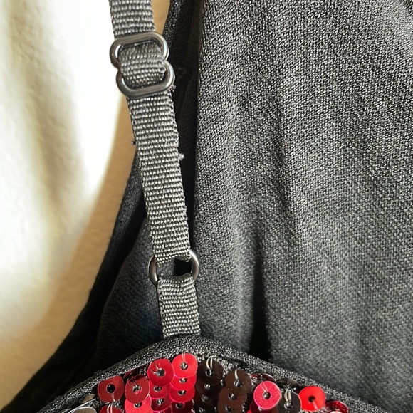 NWT (S)(M)(L)Bar lll red and silver sequined stripe shift mini party dress - Picture 5 of 11